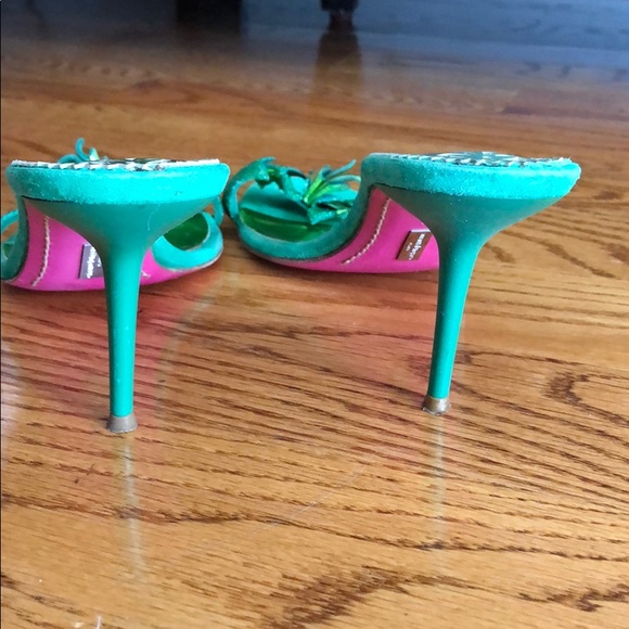 Emanuel Ungaro Green Heeled Slides SZ 10.5 - Picture 2 of 3